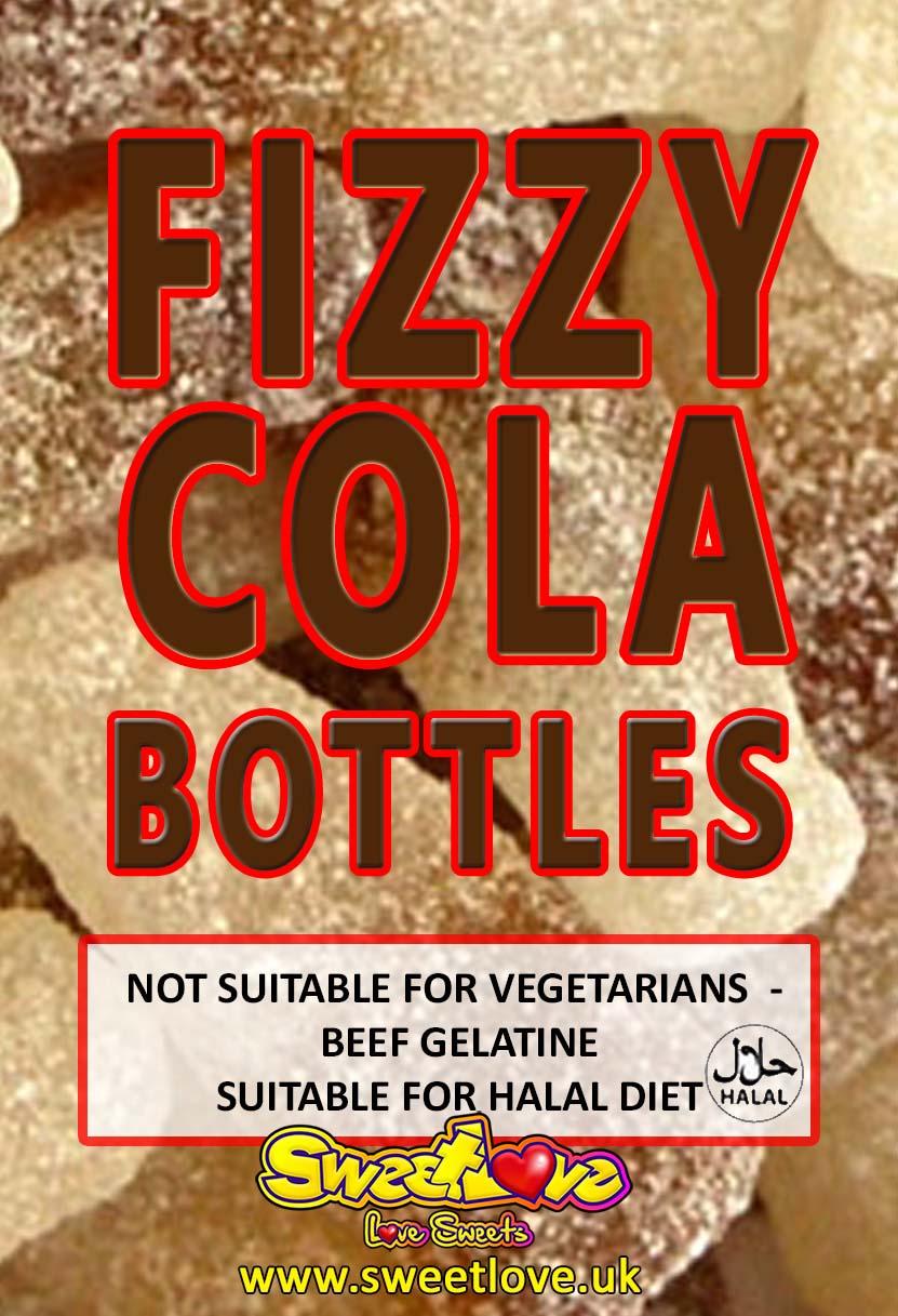 Vending label for Fizzy Cola Bottles.